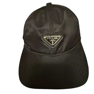 Prada Nylon Baseball Cap In Black - Front Logo- Unisex